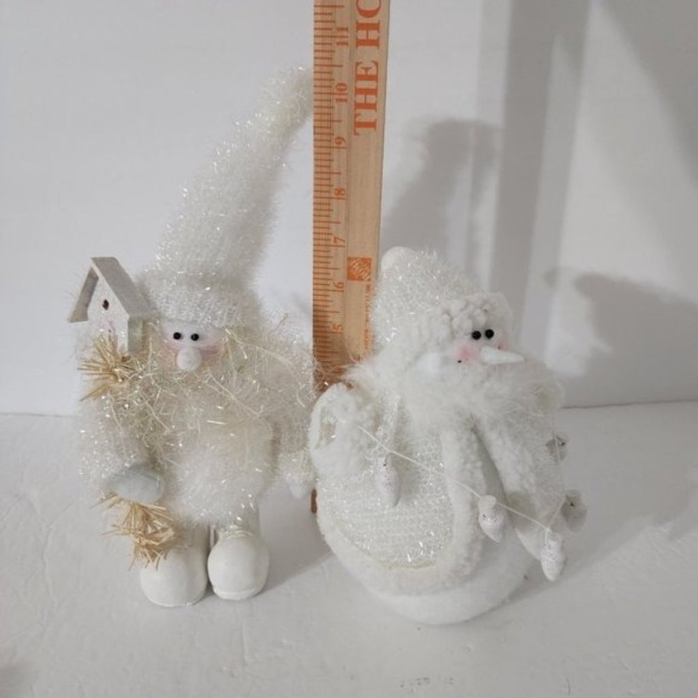 Glittery White Snowman Bundle Of 2 White Glittery Snowman Christmas Décor - Picture 4 of 4